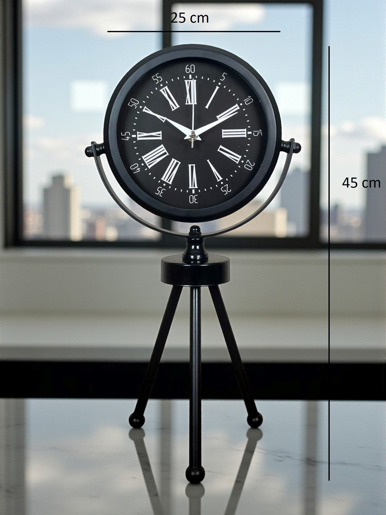 Zentime Heritage Black Üç Ayaklı Metal Masa Saati