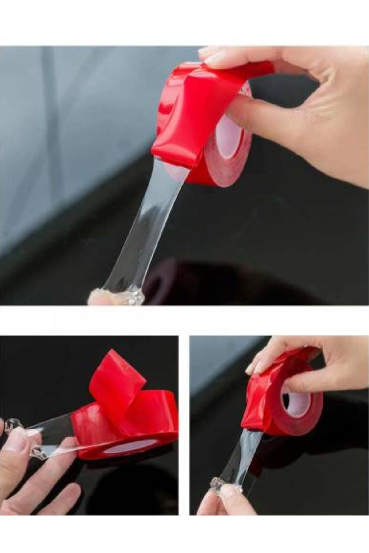 ANKAVERSE® 2 Metre Güçlü Yapışkanlı Çift Taraflı Slikon Pratik Şeffaf Bant