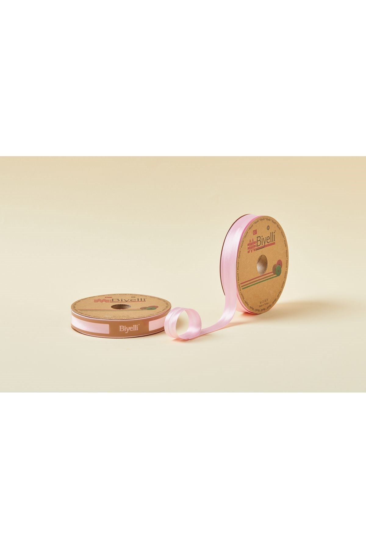 Biye Saten Katlı 007 Pembe 2 cm 25 Metre %100 Polyester