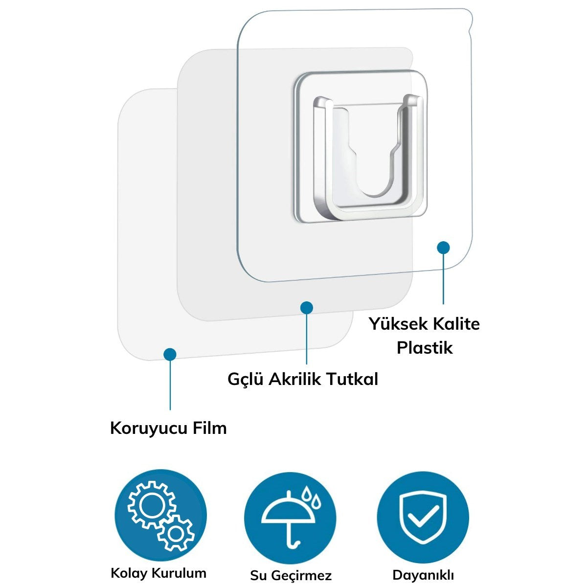 ANKAVERSE® Şeffaf Yapışkanlı Eşya Sabitleyici Klips - 10 Çift