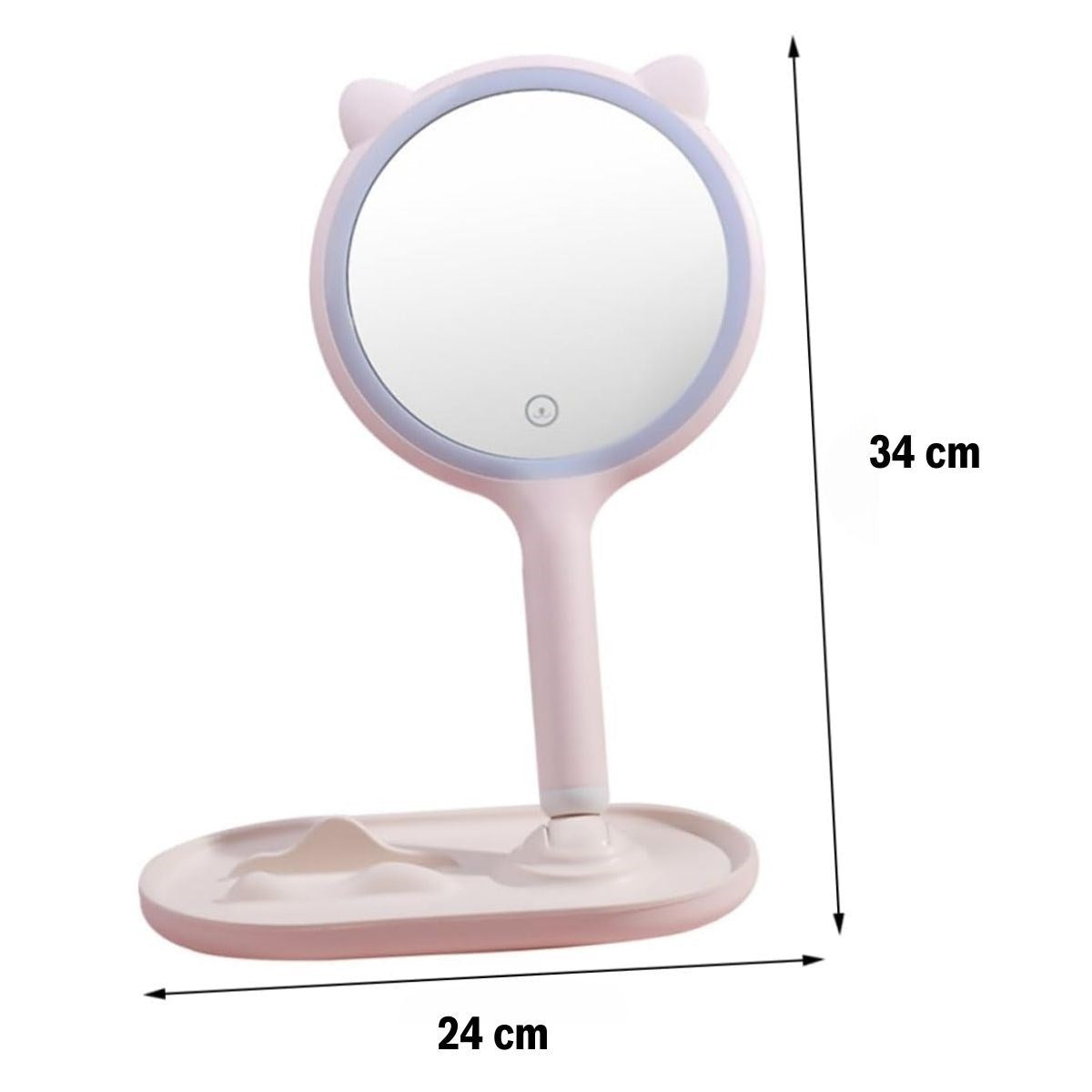 ANKAVERSE® Kedi Kulaklı LED Makyaj Aynası ve Telefon Standı
