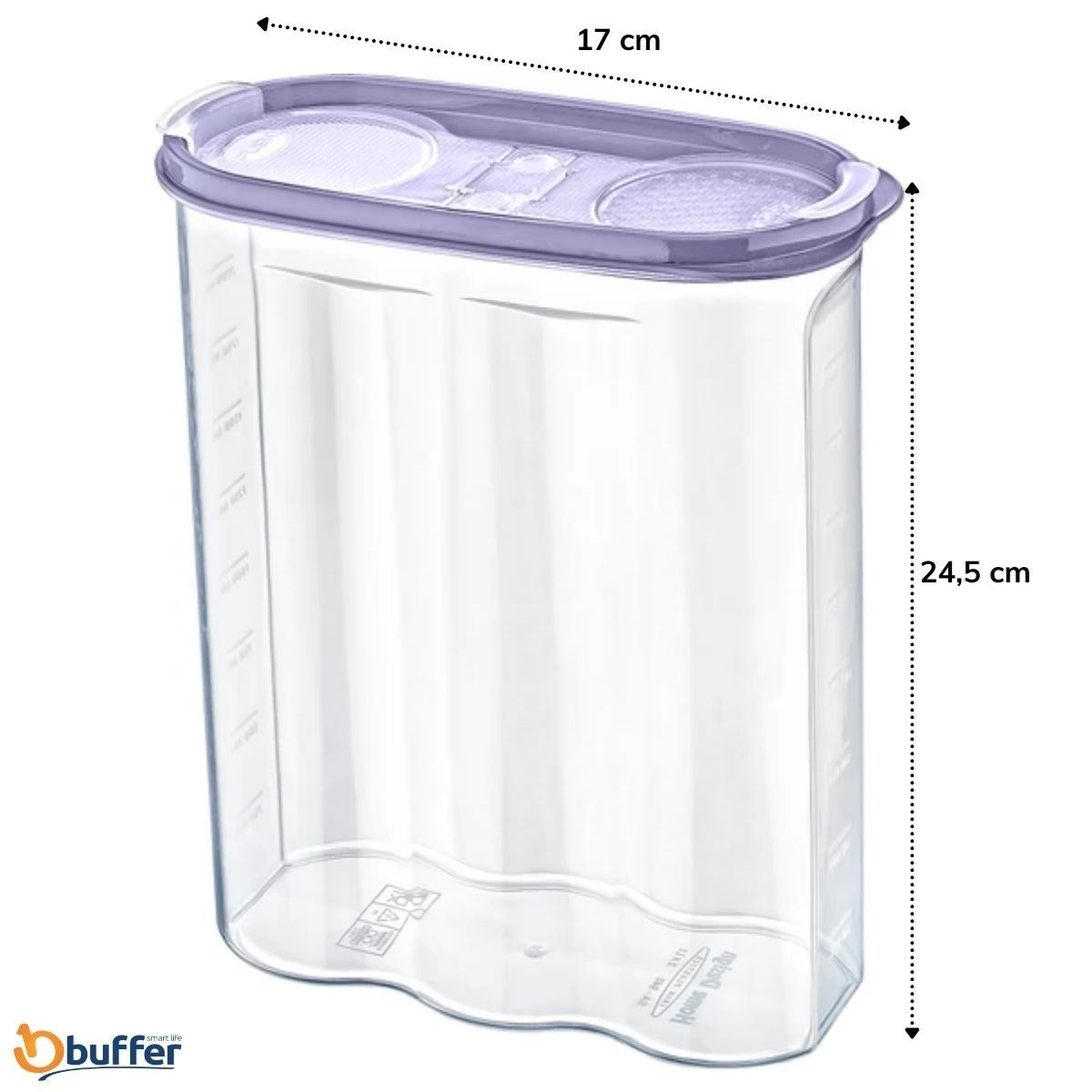 ANKAVERSE® 2,4 Litre Çift Kapaklı Ölçekli Kuru Gıda Saklama Kabı - SA940