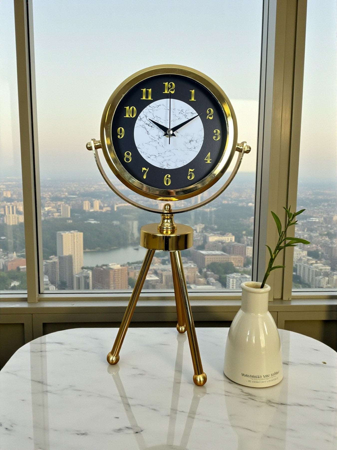 Zentime Golden Marble Üç Ayaklı Metal Masa Saati