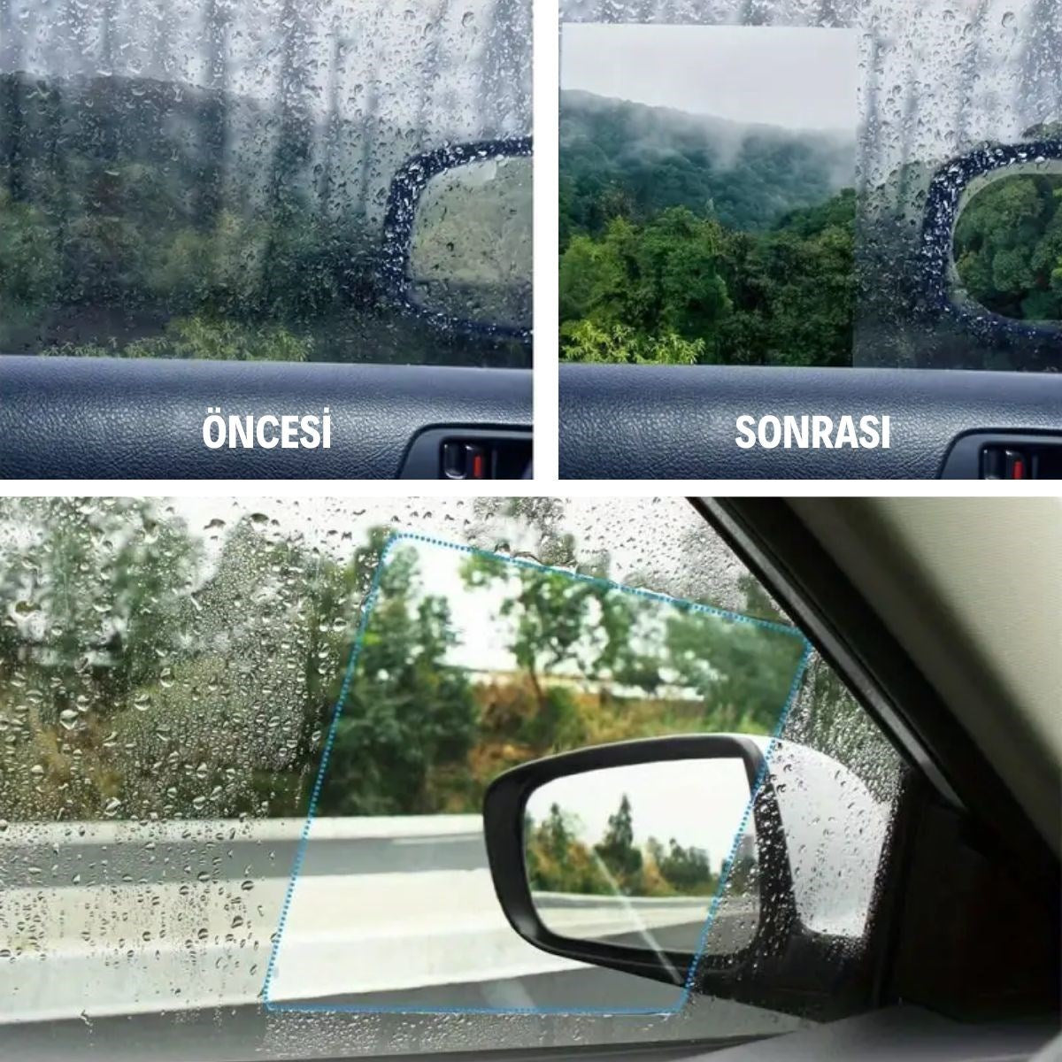 ANKAVERSE® Yağmur ve Buğu Önleyici Ayna Film Seti (4 Parça)
