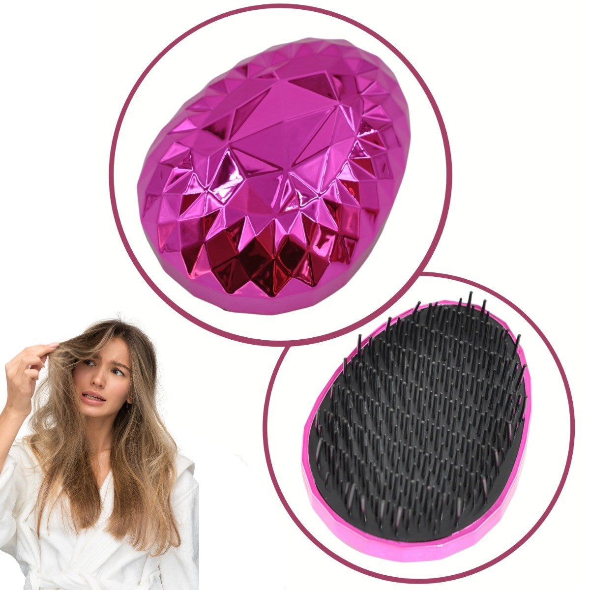 ANKAVERSE® Neon Pembe Geniş Dişli Saç Düzleştirici Tarak