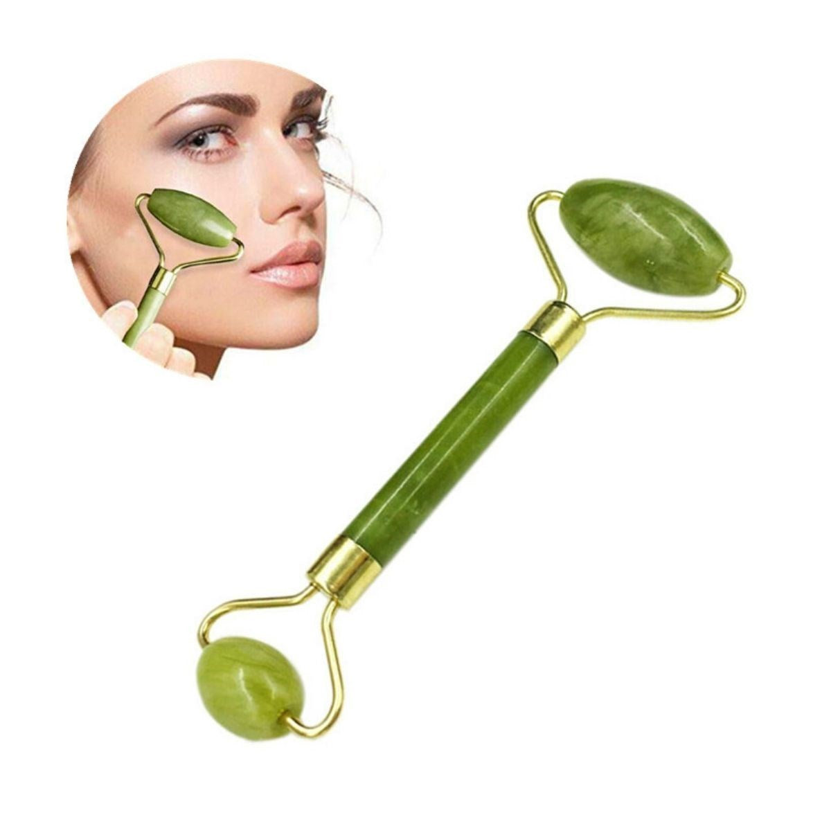 ANKAVERSE® Kırılmaz Çift Taraflı Yeşim Taşı Jade Roller