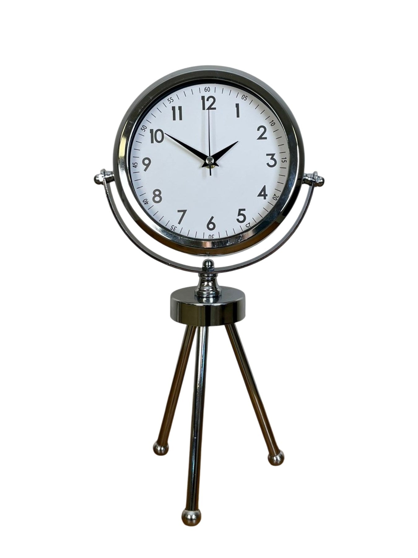 Zentime Krom Modern Classic Üç Ayaklı Metal Masa Saati