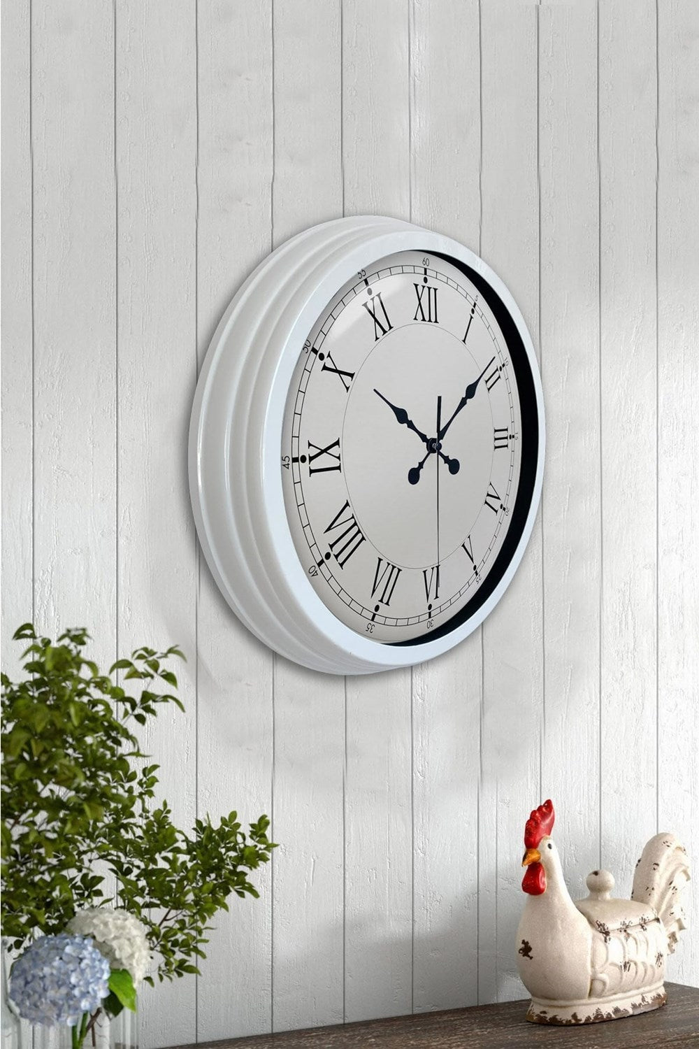 Zentime 40 Cm Metal Beyaz Roma Rakamlı Duvar Saati
