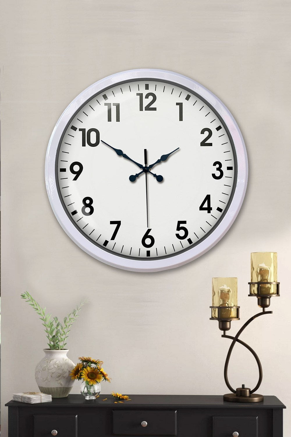52 cm Beyaz Metal Standart Duvar Saati