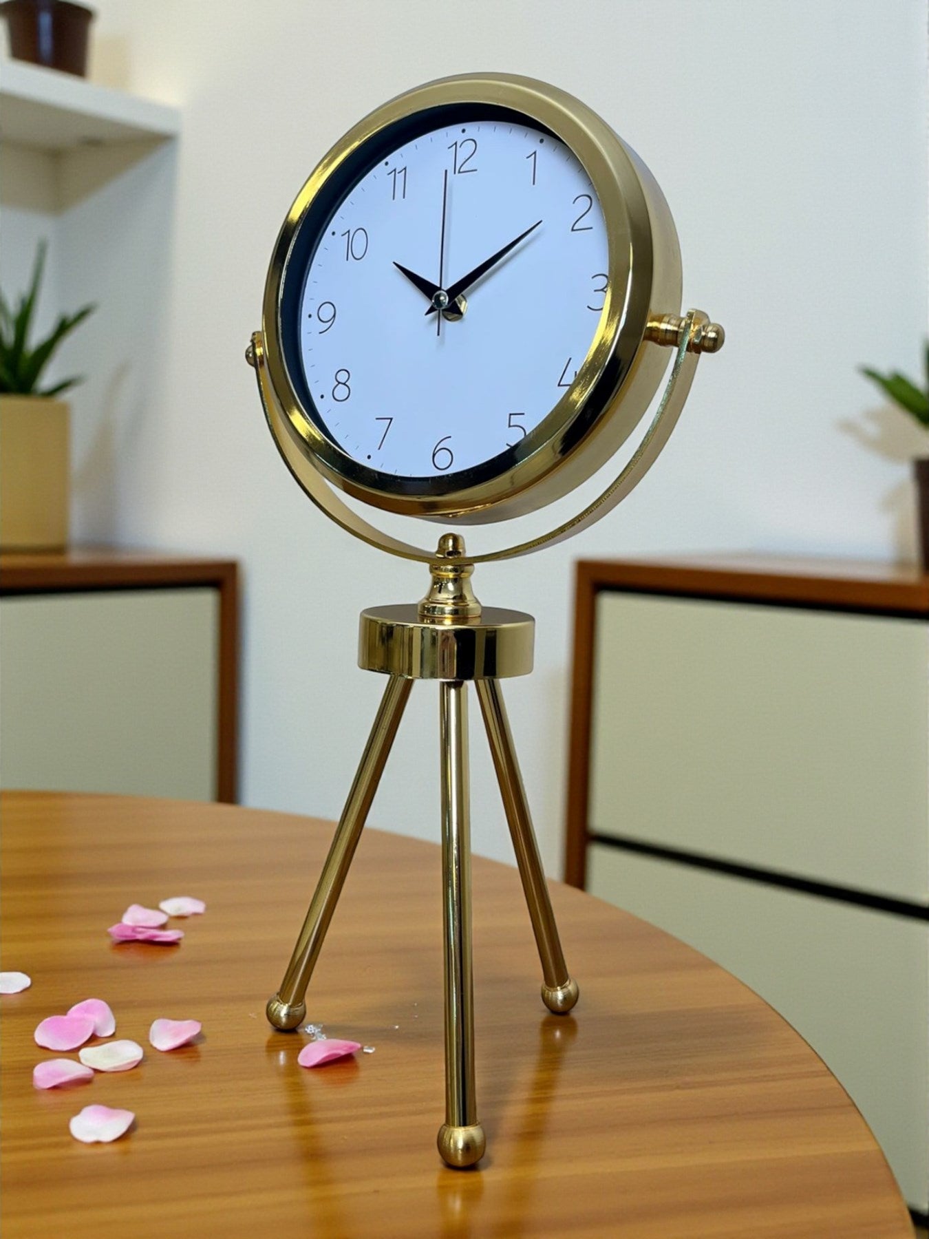 Zentime Luxe Glow Gold Üç Ayaklı Metal Masa Saati