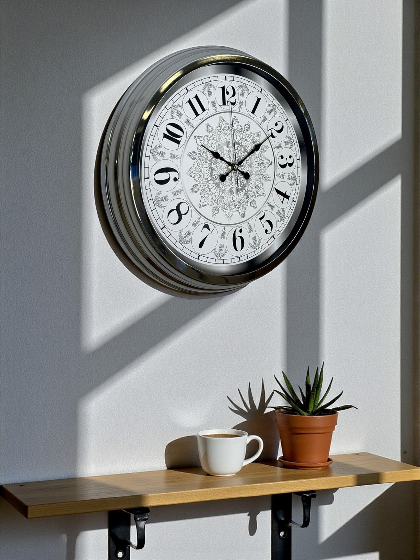 Zentime Asil Motif Krom 40 Cm Metal Duvar Saati