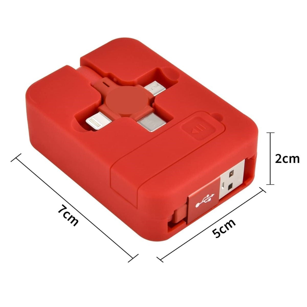 ANKAVERSE® Cep Tipi Telefon Tutuculu Makaralı Uzayıp Kısalabilen 3'ü 1 Arada USB Şarj Kablosu