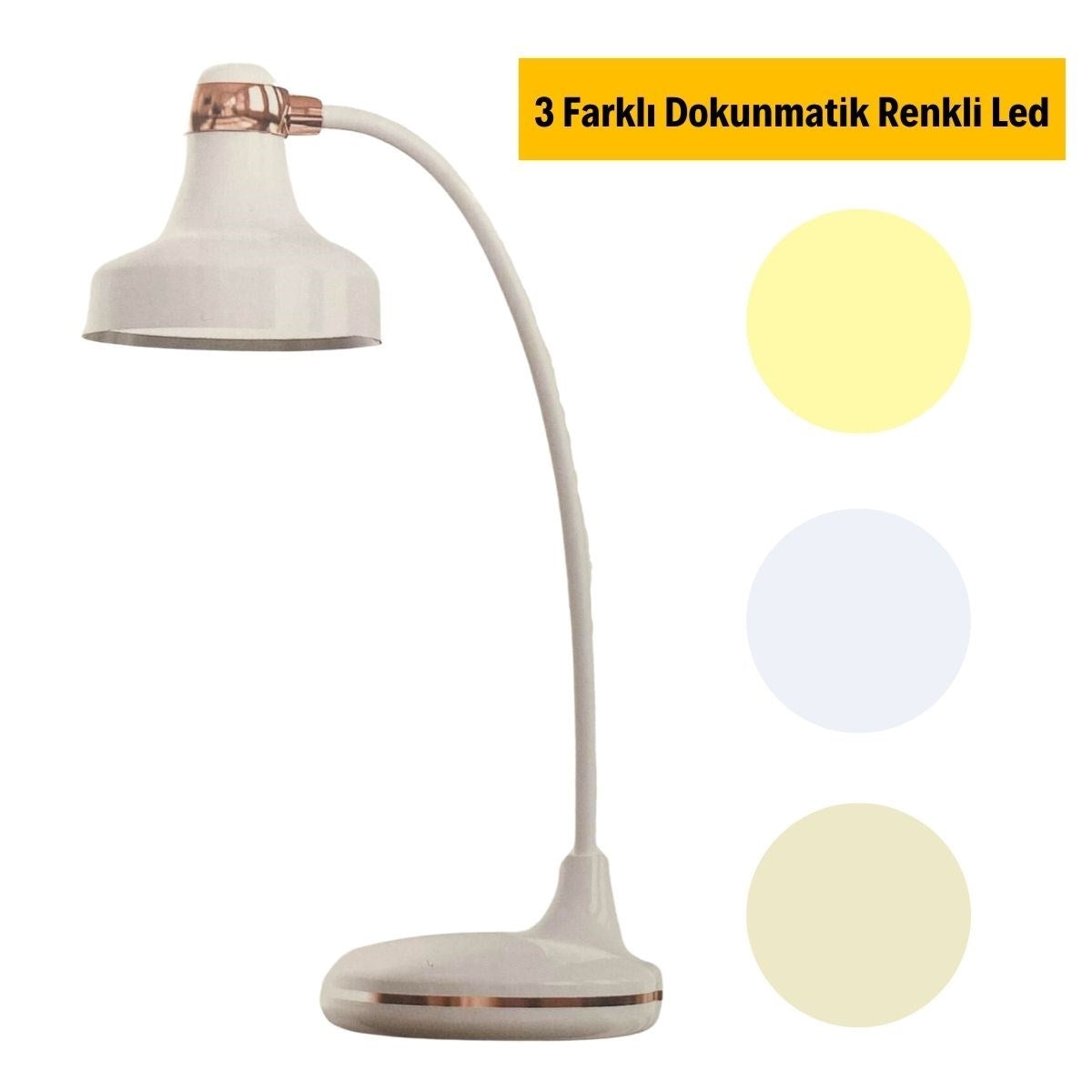 ANKAVERSE® Dokunmatik 3 Farklı LED Işıklı Çalışma Masası Üstü Lamba