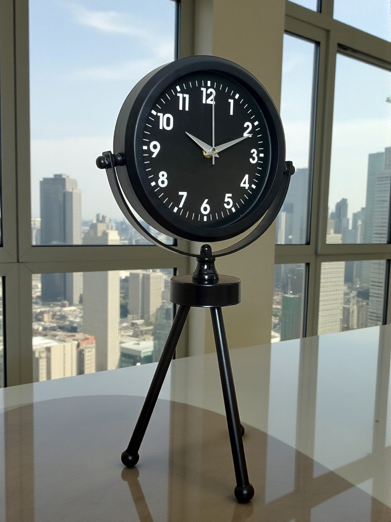 Zentime Black Luxury Modern Üç Ayaklı Metal Masa Saati