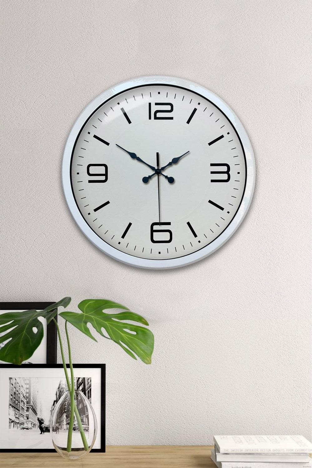 Zentime 40 Cm Metal Beyaz Modern Duvar Saati