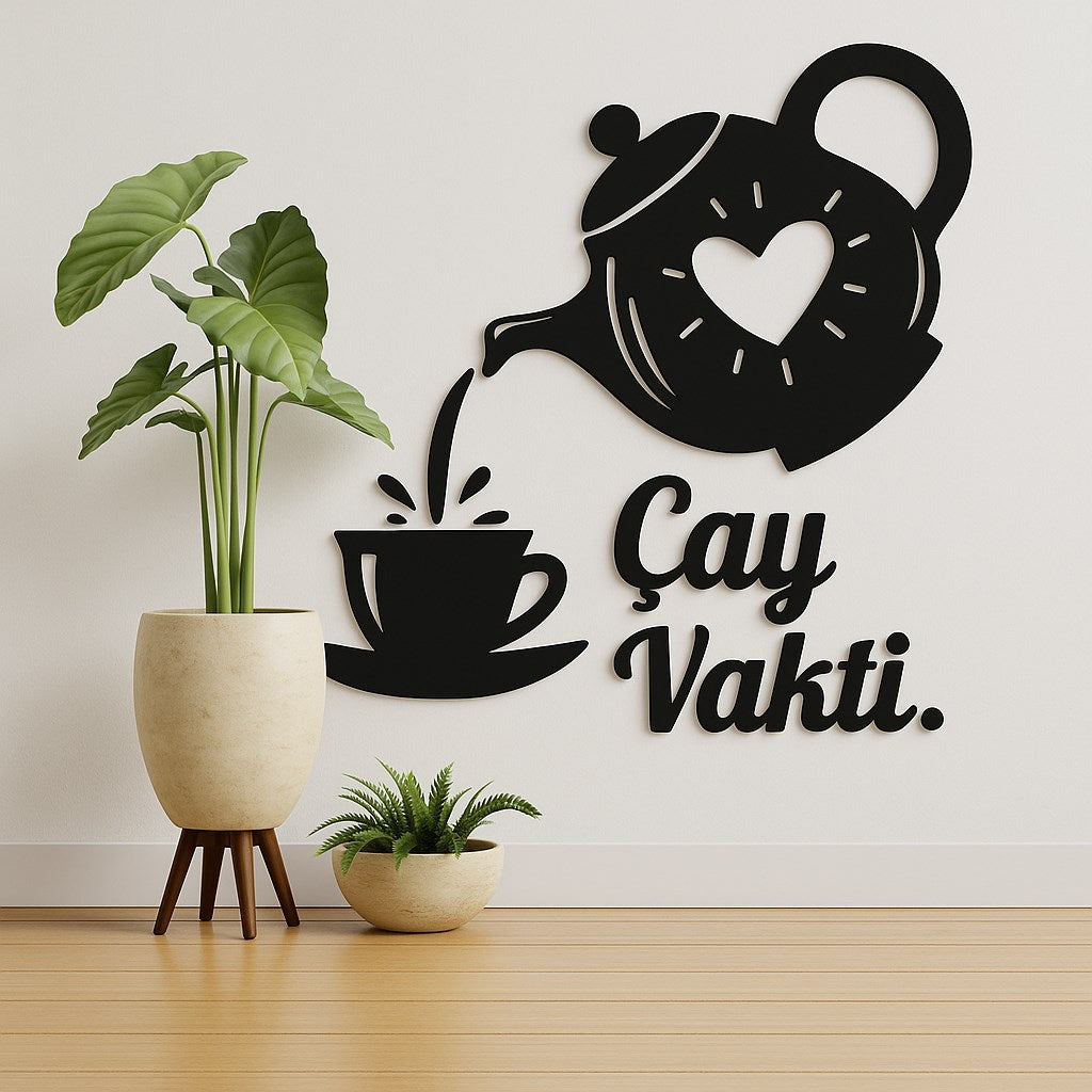 Çay Vakti - Ahşap Mutfak Duvar Dekoru
