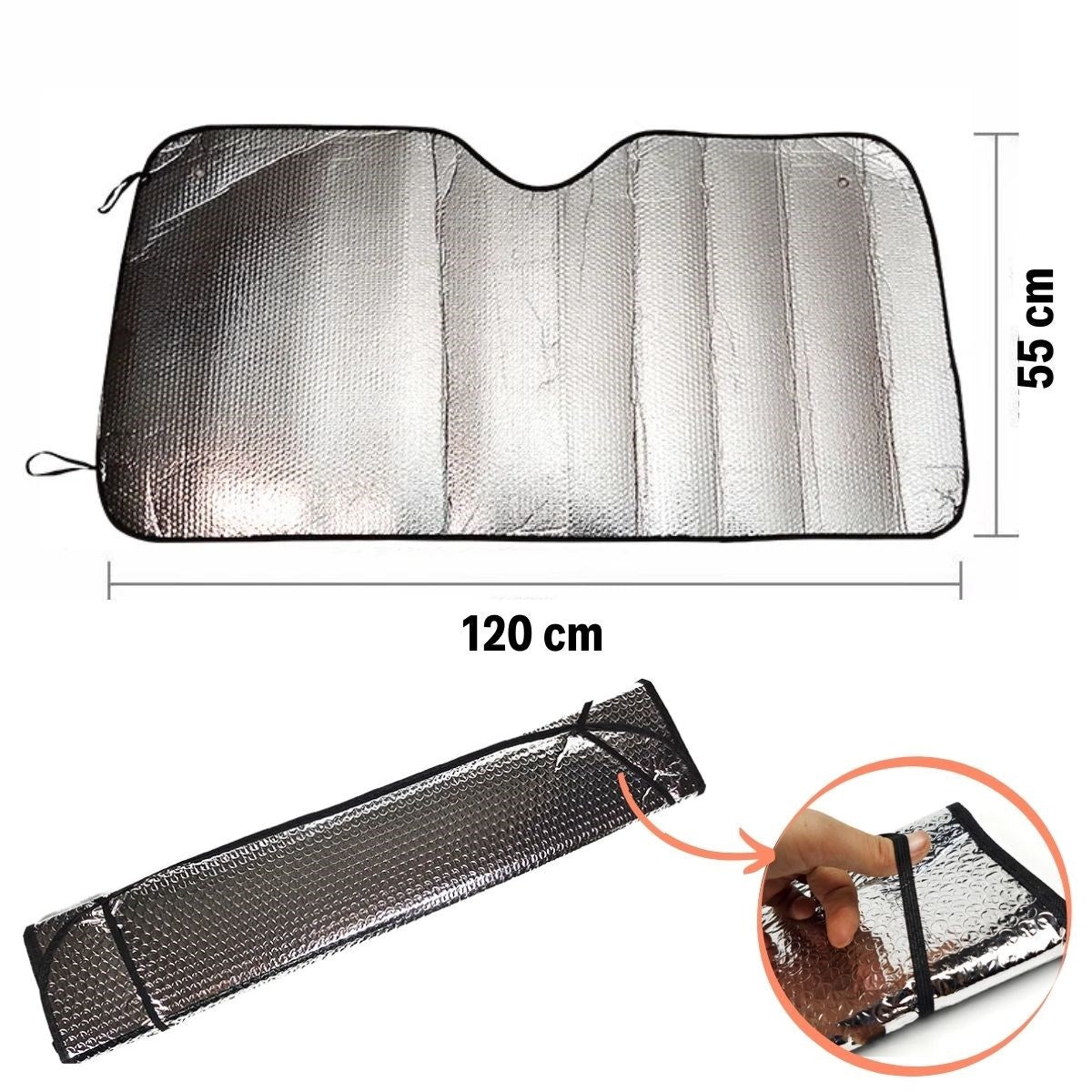 ANKAVERSE® 120x55 cm Katlanabilir Vantuzlu Araç Güneşliği