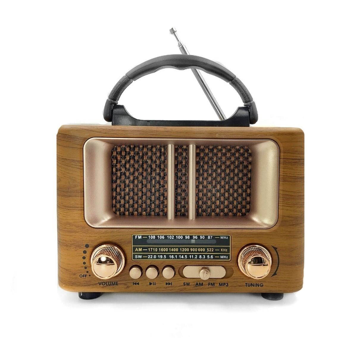 ANKAVERSE® Küçük Mini Boy Retro Ahşap Tasarım Bluetooth Hoparlörlü Radyo - FM/AM Destekli, Şarjlı ve Taşınabilir Radyo NS-8108