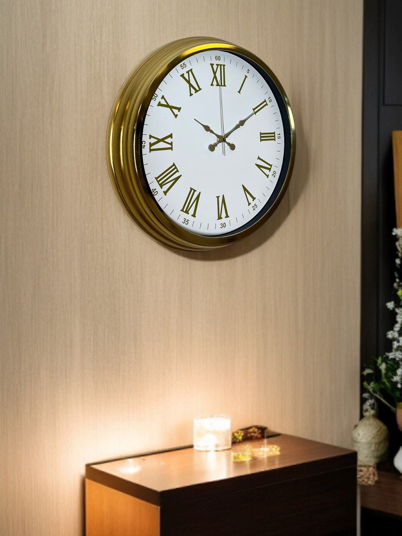 Zentime Royal White Gold 40 Cm Metal Duvar Saati