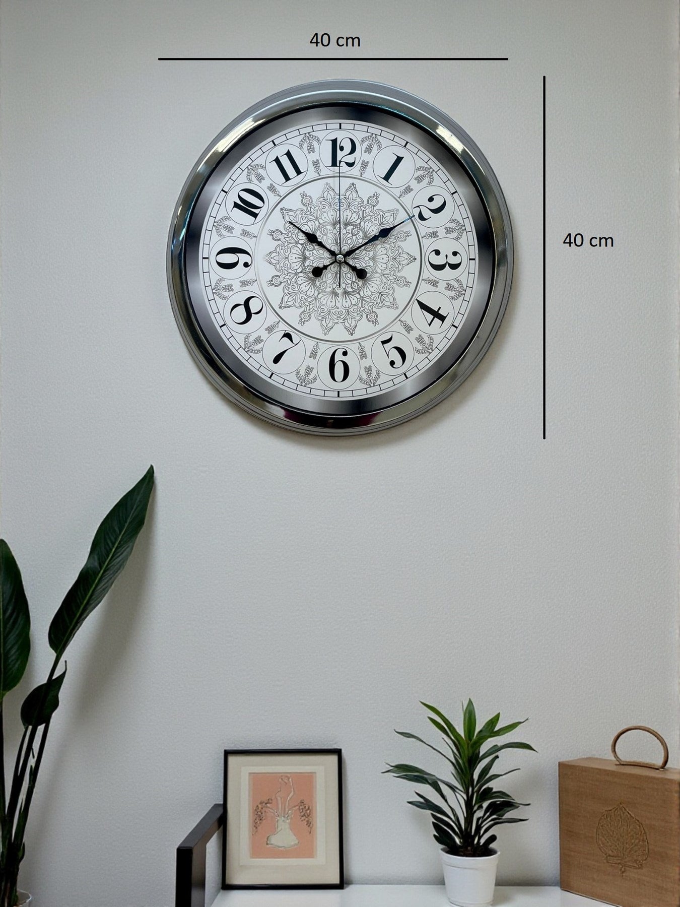 Zentime Asil Motif Krom 40 Cm Metal Duvar Saati