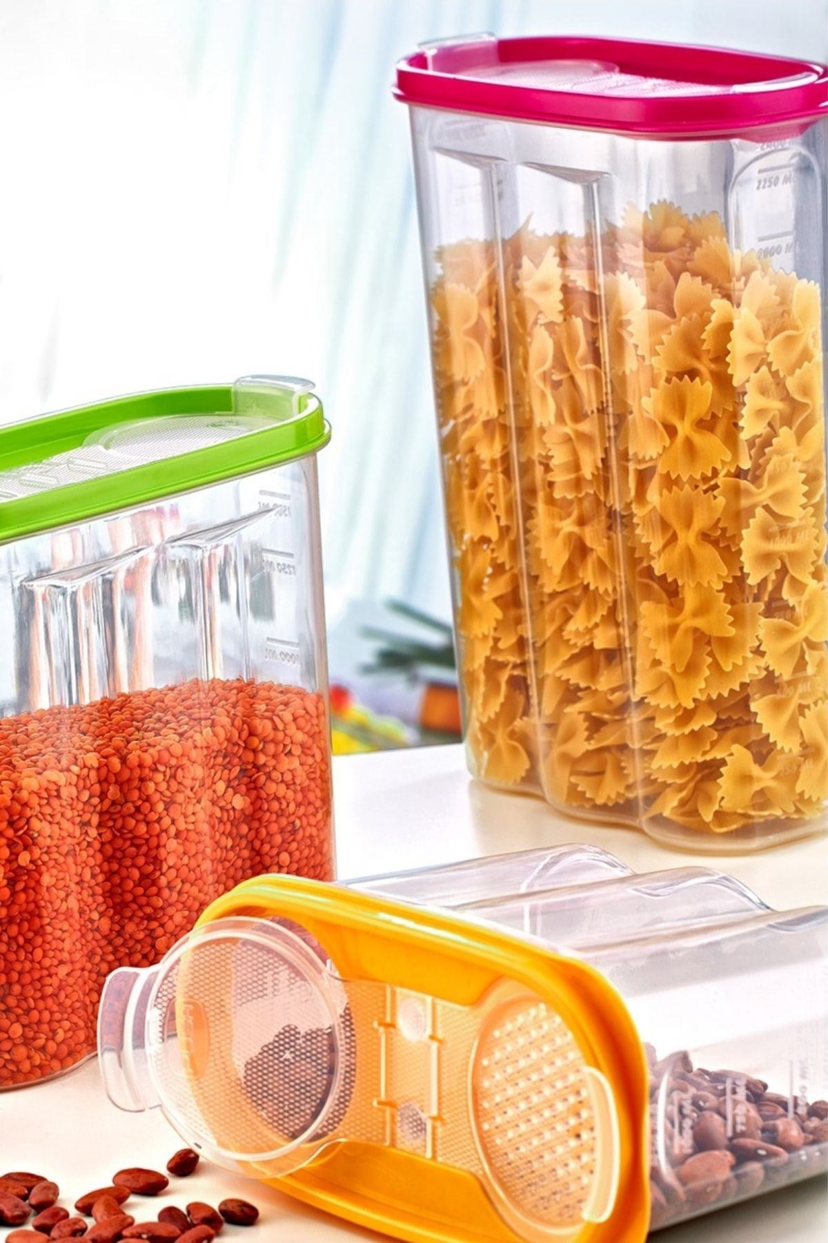 ANKAVERSE® 2,4 Litre Çift Kapaklı Ölçekli Kuru Gıda Saklama Kabı - SA940