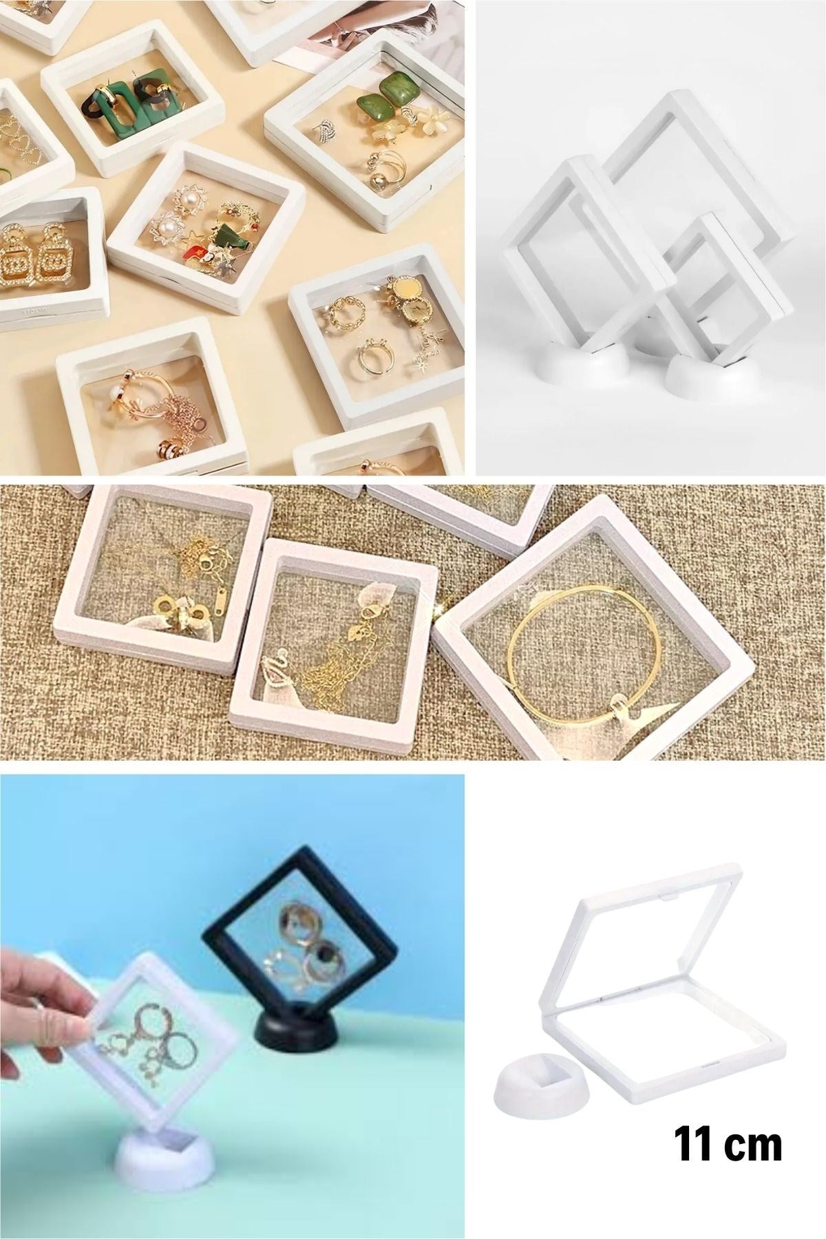ANKAVERSE® 11x11cm Standlı 3D Takı Ziynet Hatıra Koleksiyon Saklama Kutusu Şeffaf Film Çerçevesi