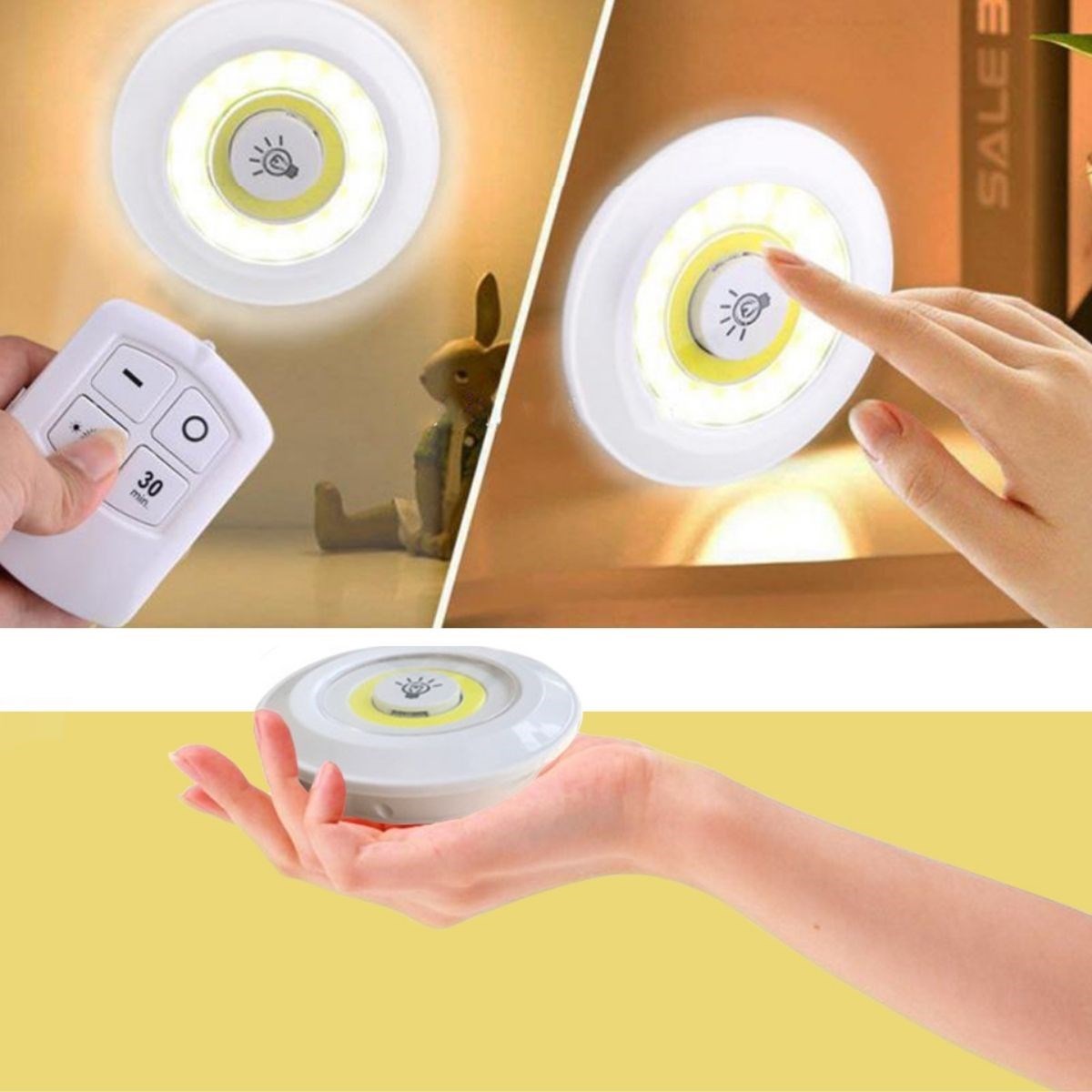 ANKAVERSE® 3'lü Uzaktan Kumandalı Kablosuz LED Spot Lambalar