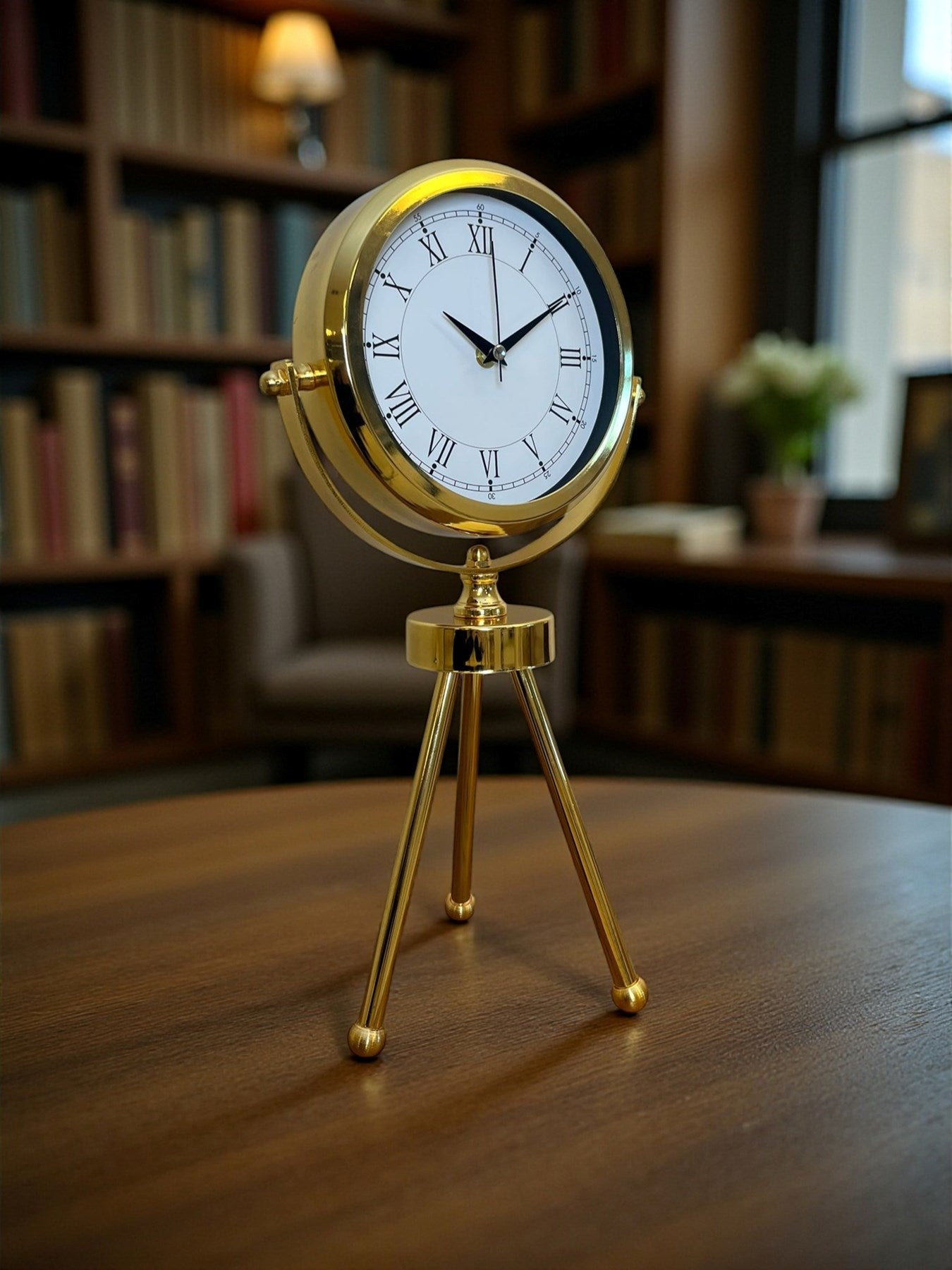 Zentime Saray Zarafeti Gold Tripod Üç Ayaklı Metal Masa Saati