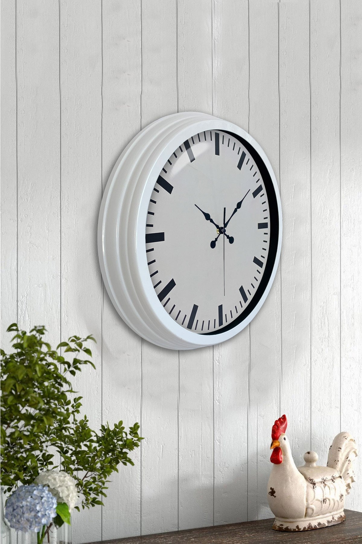 Zentime 40 Cm Metal  Beyaz Modern Duvar Saati