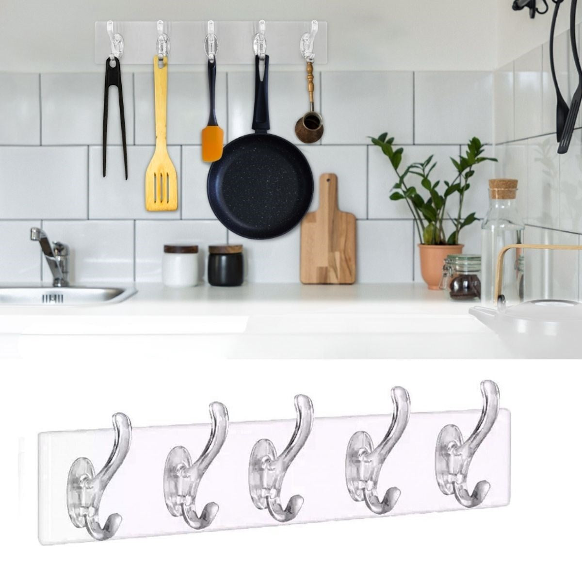 ANKAVERSE® 5'li Şeffaf Yapışkanlı Duvar Askısı