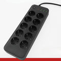 Akım Korumalı Termal Uzatma Kablosu – 10 Priz, 2 USB ve 2 Type-C Girişli, Güçlü Çoklu Priz (5286)