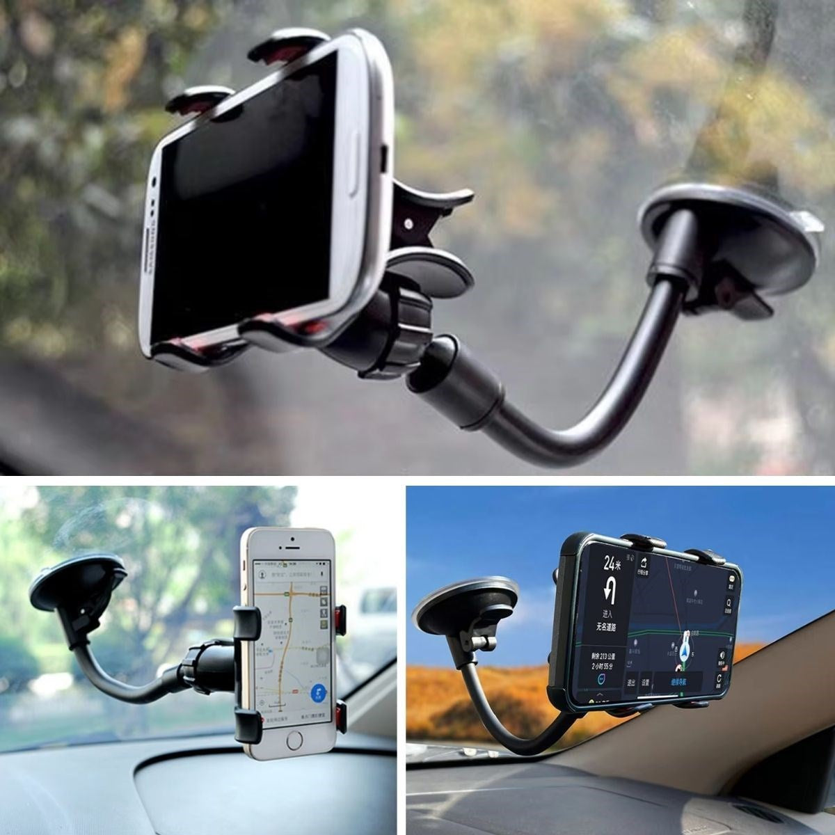 Akrobat Cama Sabitlenen Güçlü Vakumlu 360 Derece Dönen Tüm Modellere Uyan Oto Telefon Tutucu (5286)