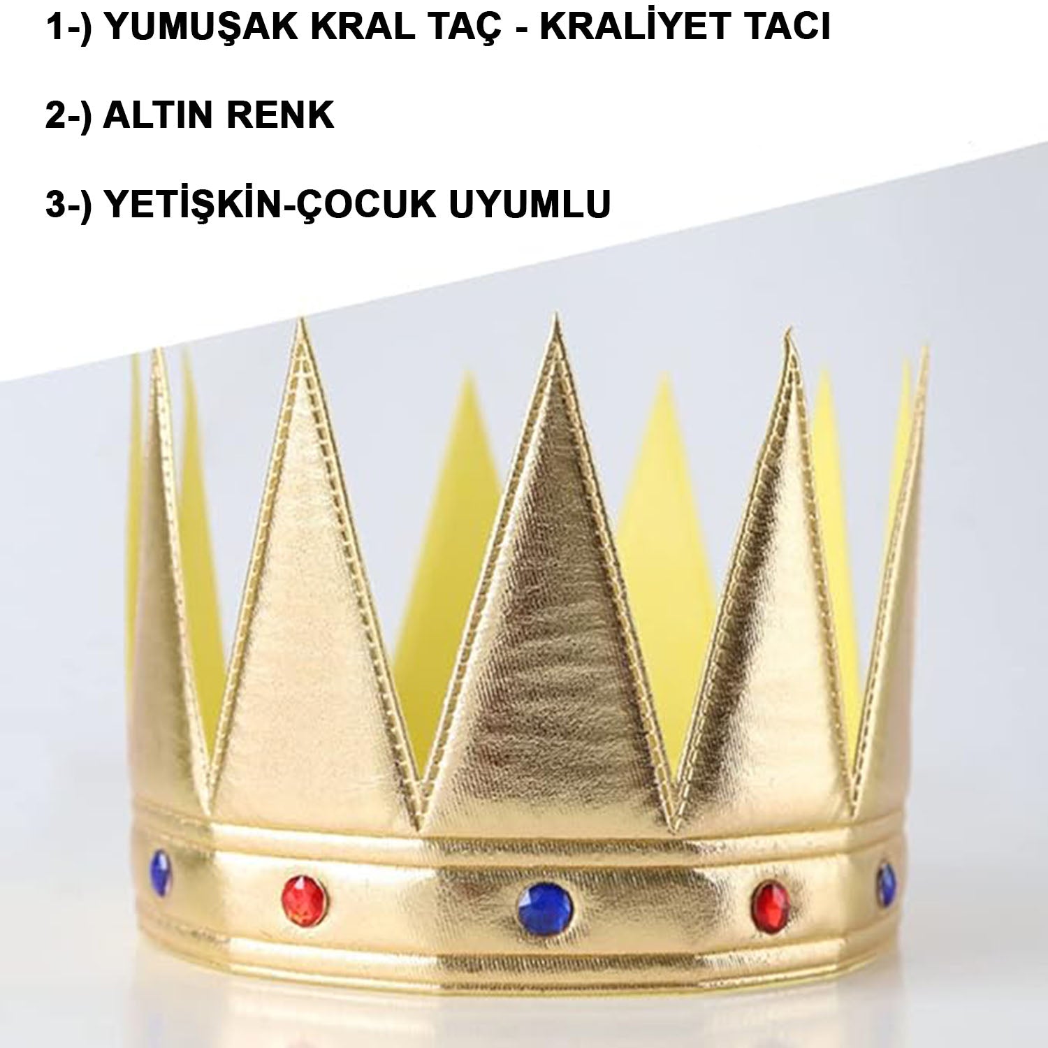 Altın Renk Eva Yumuşak Kral Kraliyet Tacı Yetişkin Çocuk Uyumlu 55 cm (5286)