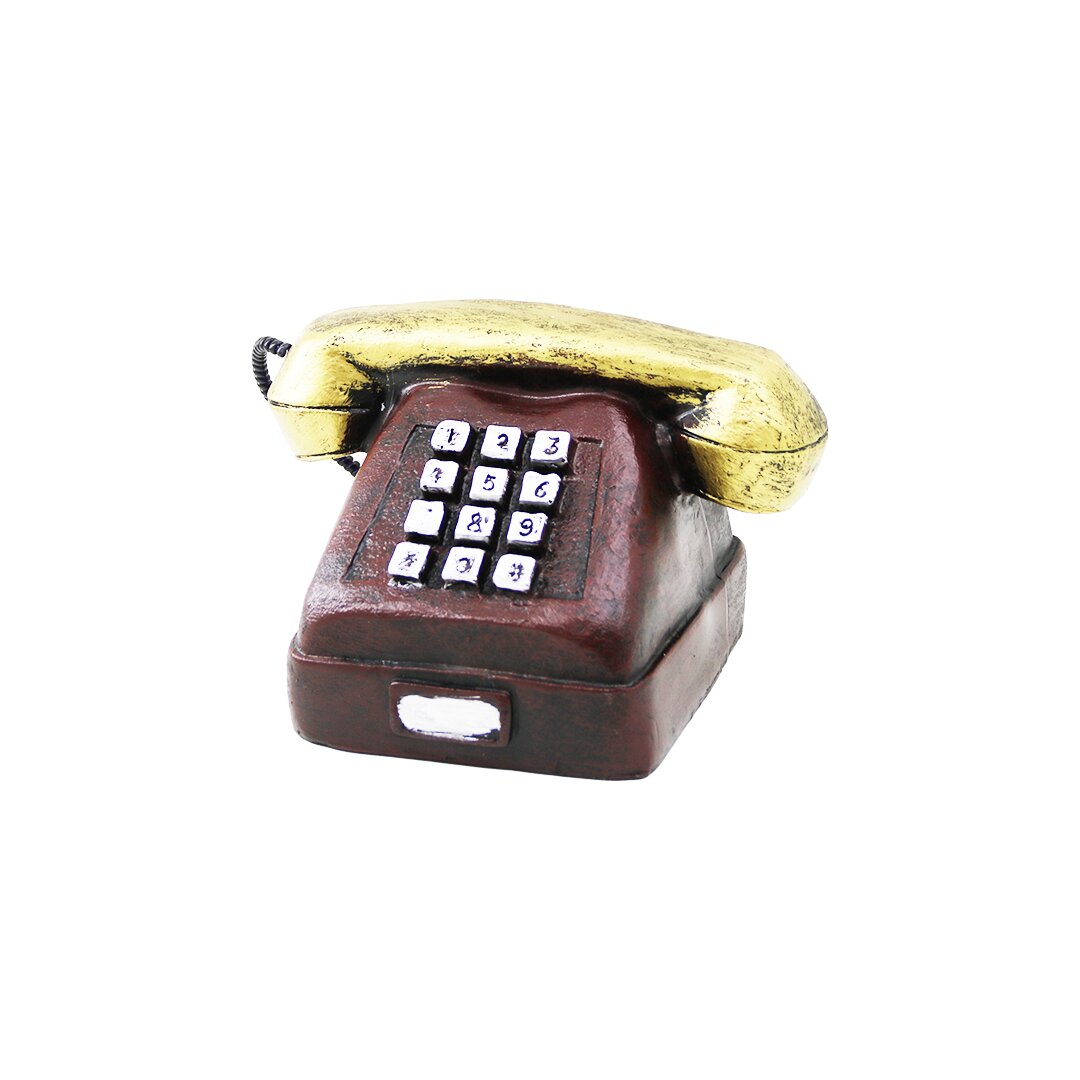 ANKESÖRLÜ TELEFON VİNTAGE DEKORATİF BİBLO 9.5X9.5CM REÇİNE (5286)