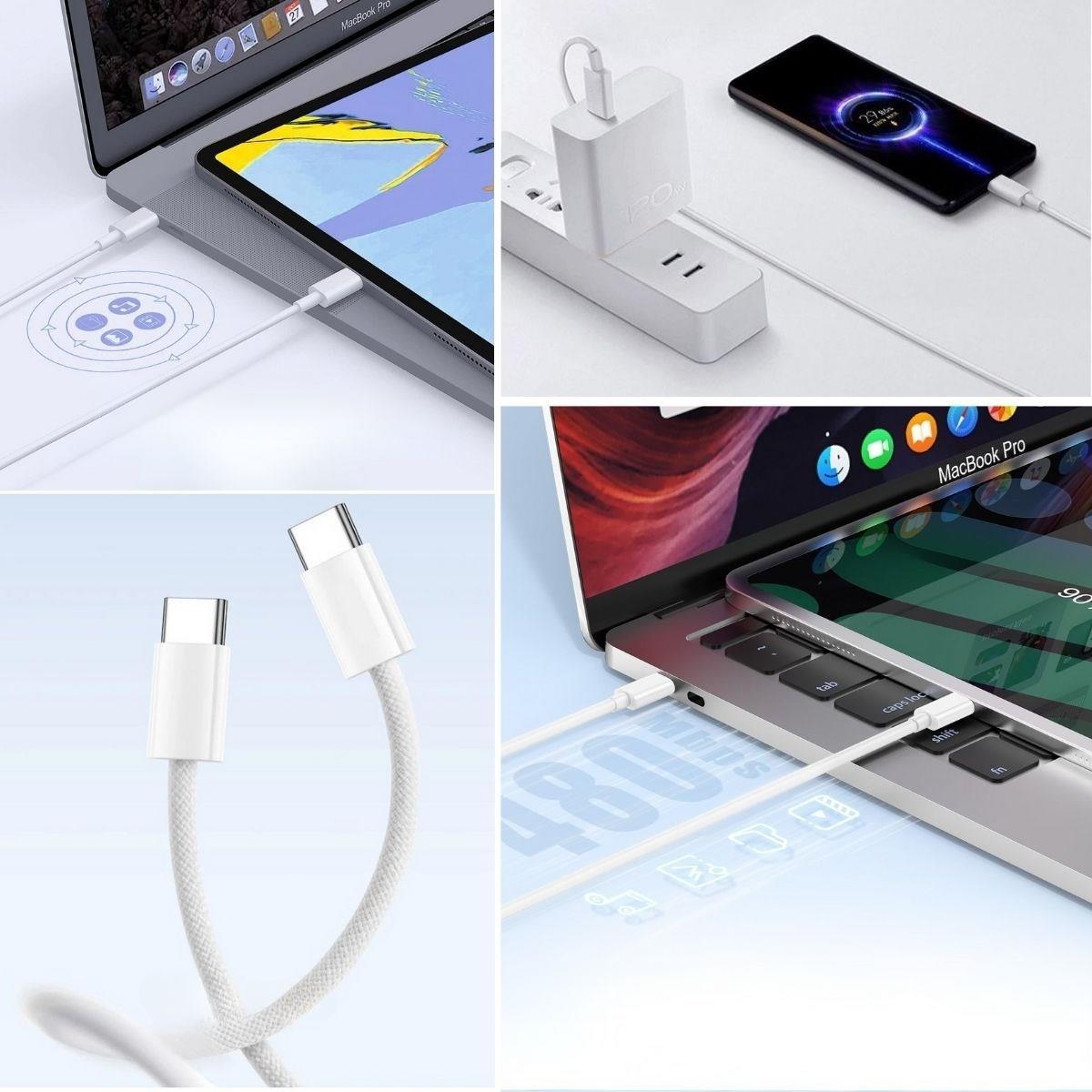 Apple 15/15 Pro Type-C to Type-C Hasır Örgü Hızlı Şarj Kablosu (1m) (5286)