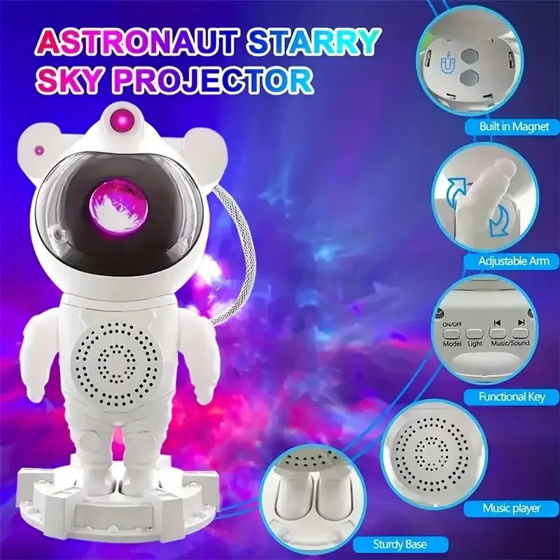 Astronot Gece Lambası Projektör Bluetooth Hoparlör Uzaktan Kumandalı (5286)