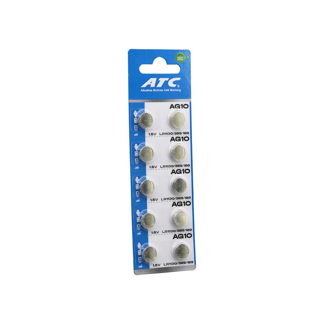 ATC ALKALİNE BUTTON BATTERY AG10 LR-1130/389/189 DÜĞME PİL ALKALİN 1.5V 10LU KART (5286)