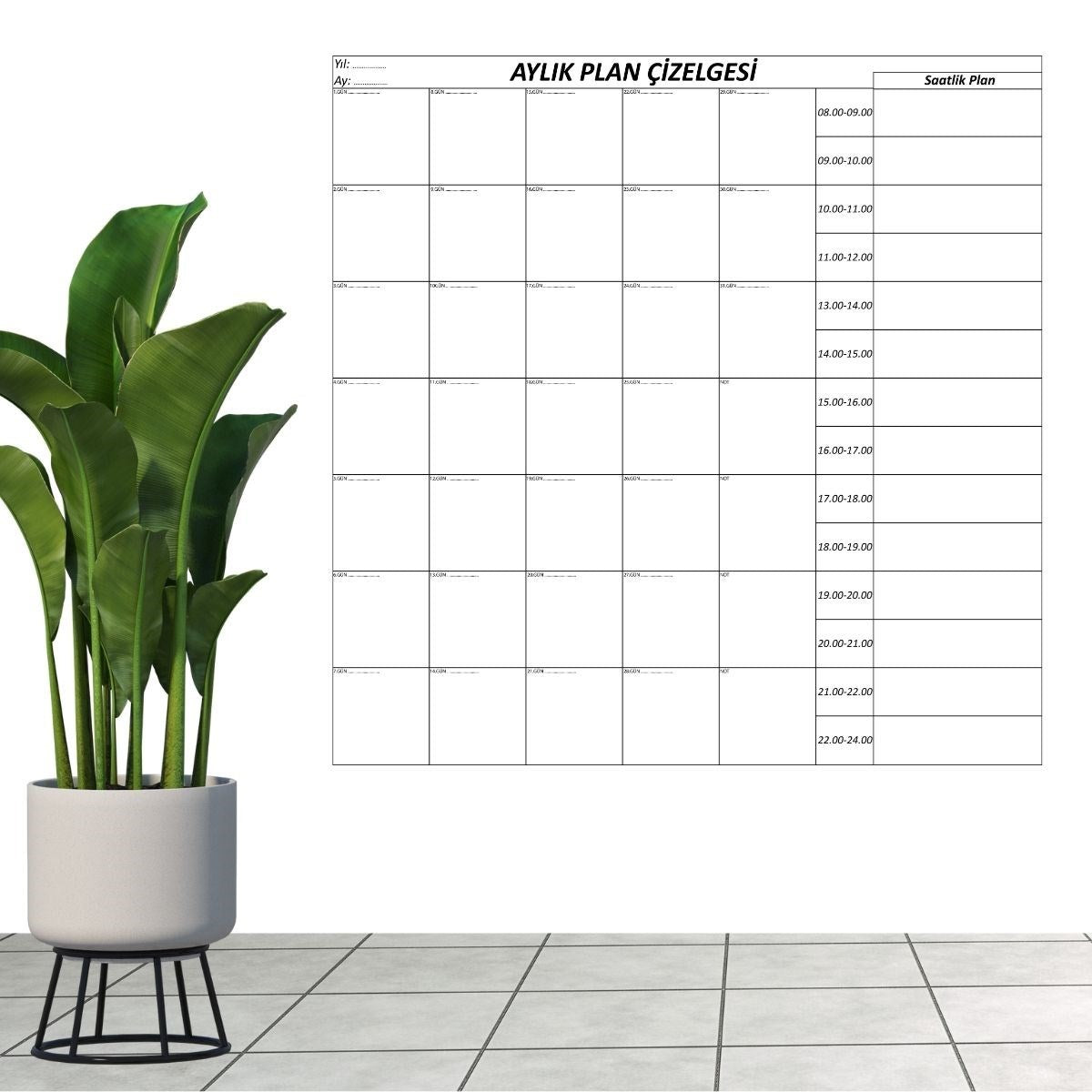 Aylık Planlayıcı Manyetik Duvar Stickerı Takvim Plan Çizelgesi (5286)
