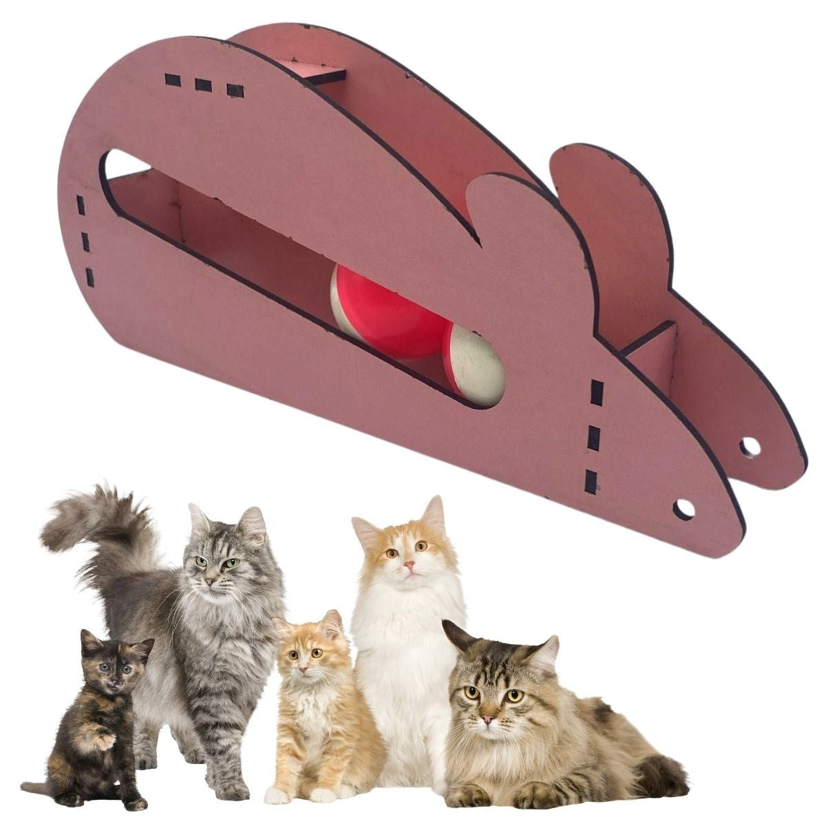 ANKAVERSE® Ahşap Fare ve Toplu Kedi Oyuncağı
