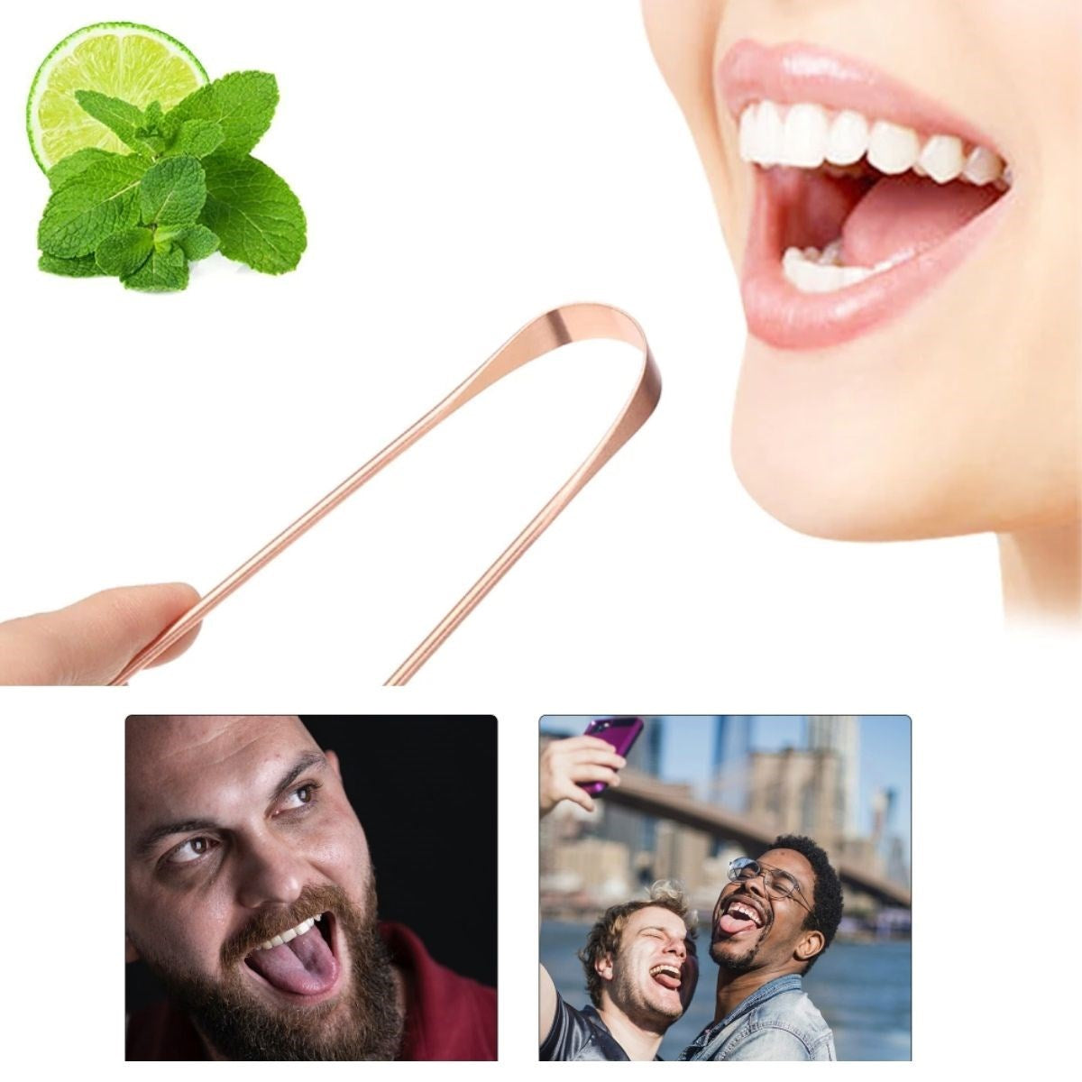 ANKAVERSE® Bakır Oil Pulling Yağ Çekme Dil Plak Temizleme Aleti Dil Fırçası Sıyırıcı Dil Kaşığı