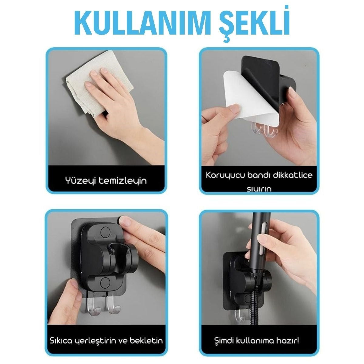 ANKAVERSE® Kendiliğinden Güçlü Yapışkanlı Askılı Duş Başlık Tutucu