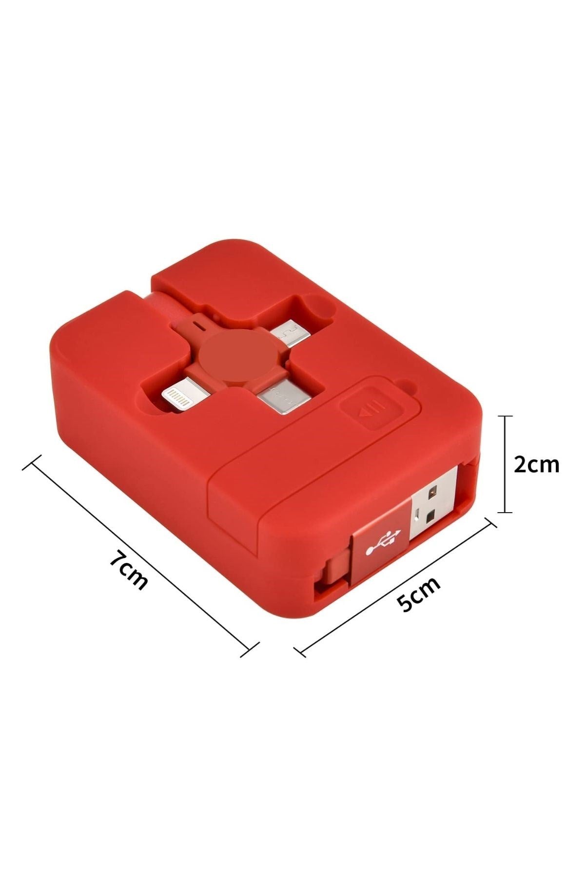 ANKAVERSE® Cep Tipi Telefon Tutuculu Makaralı Uzayıp Kısalabilen 3'ü 1 Arada USB Şarj Kablosu