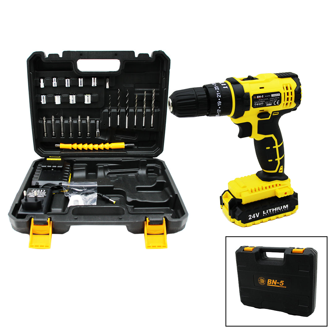 BANCO BN-5 F-136 STANLIY SARI 24W PROFESSIONAL ŞARJLI DARBELİ MATKAP SETİ ÇANTALI (5286)
