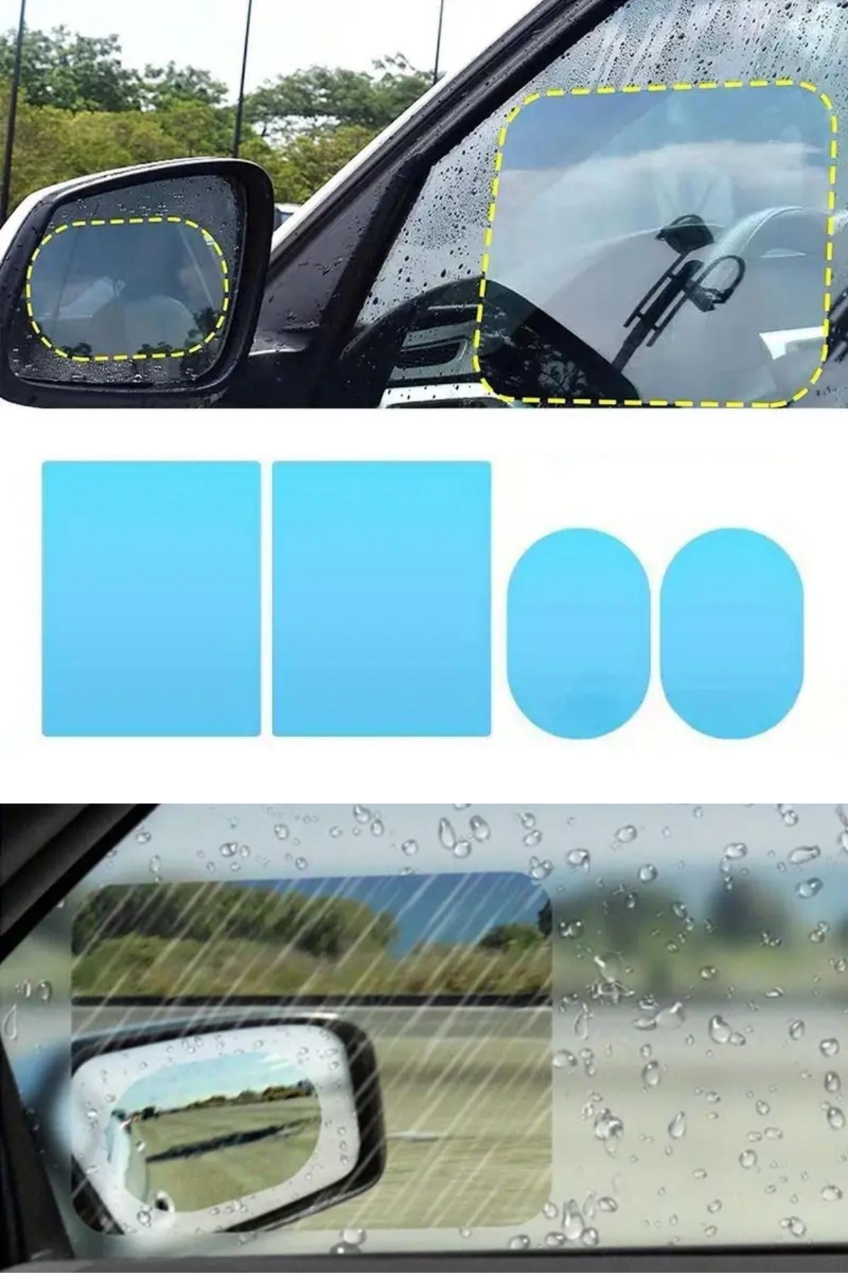 ANKAVERSE® Yağmur ve Buğu Önleyici Ayna Film Seti (4 Parça)