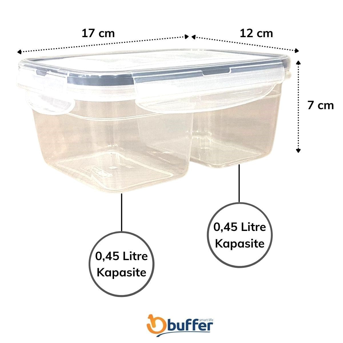 ANKAVERSE® Çift Bölmeli 0.9L Kilitli Saklama Kabı