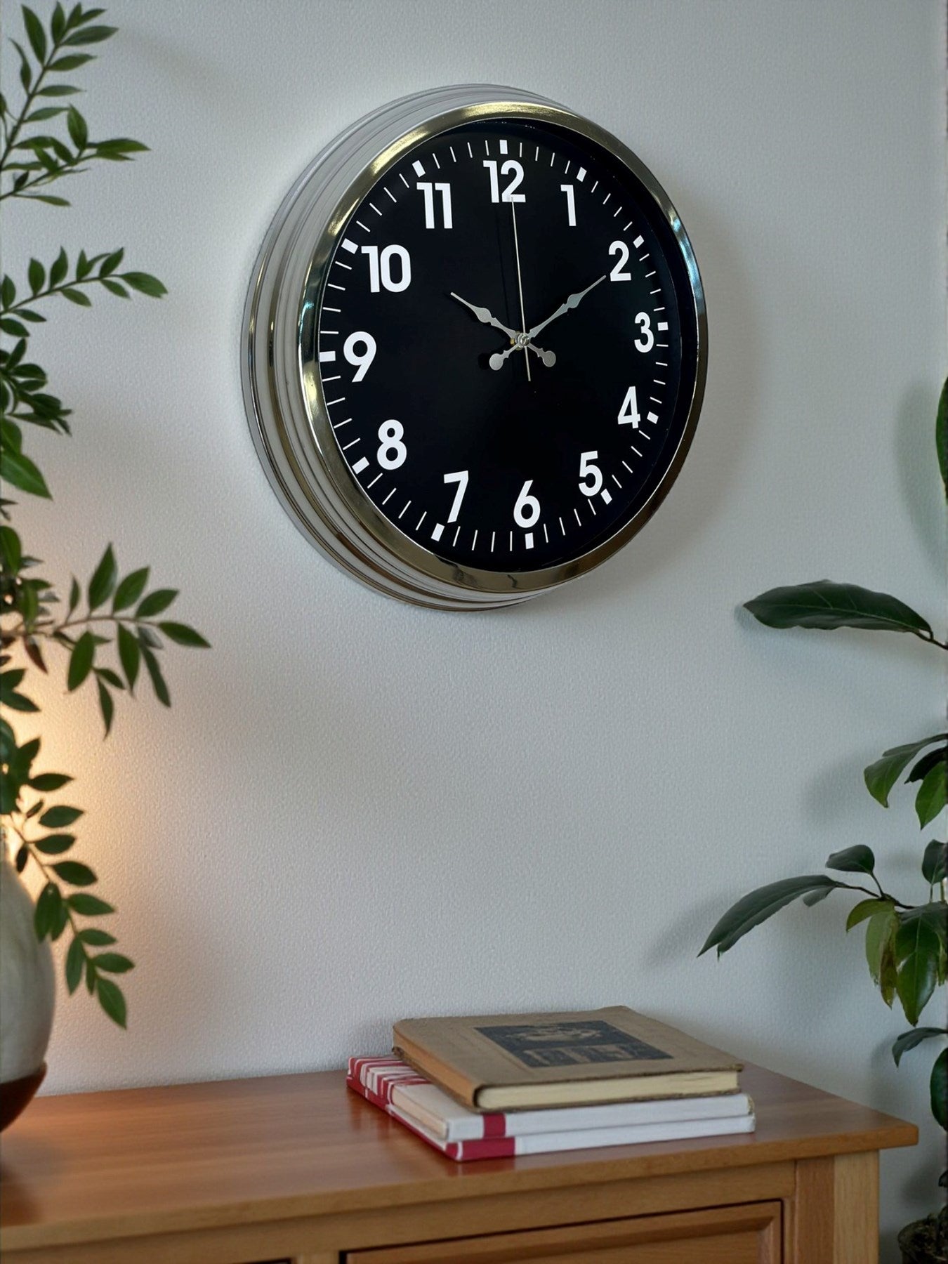 Zentime Modern 40 Cm Metal Krom Standart Duvar Saati
