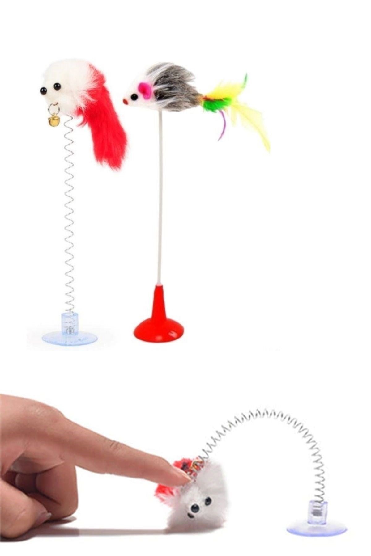 ANKAVERSE® 2'li Vantuzlu Fareli Kedi Oyuncağı