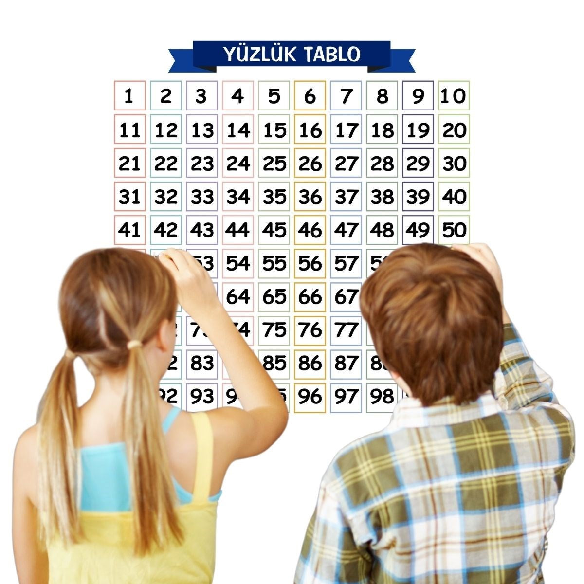 ANKAVERSE® Matematik Öğreten Yüzlük Tablo Duvarda İz Bırakmaz Akıllı Kağıt Yapışkansız Statik  60x60 cm