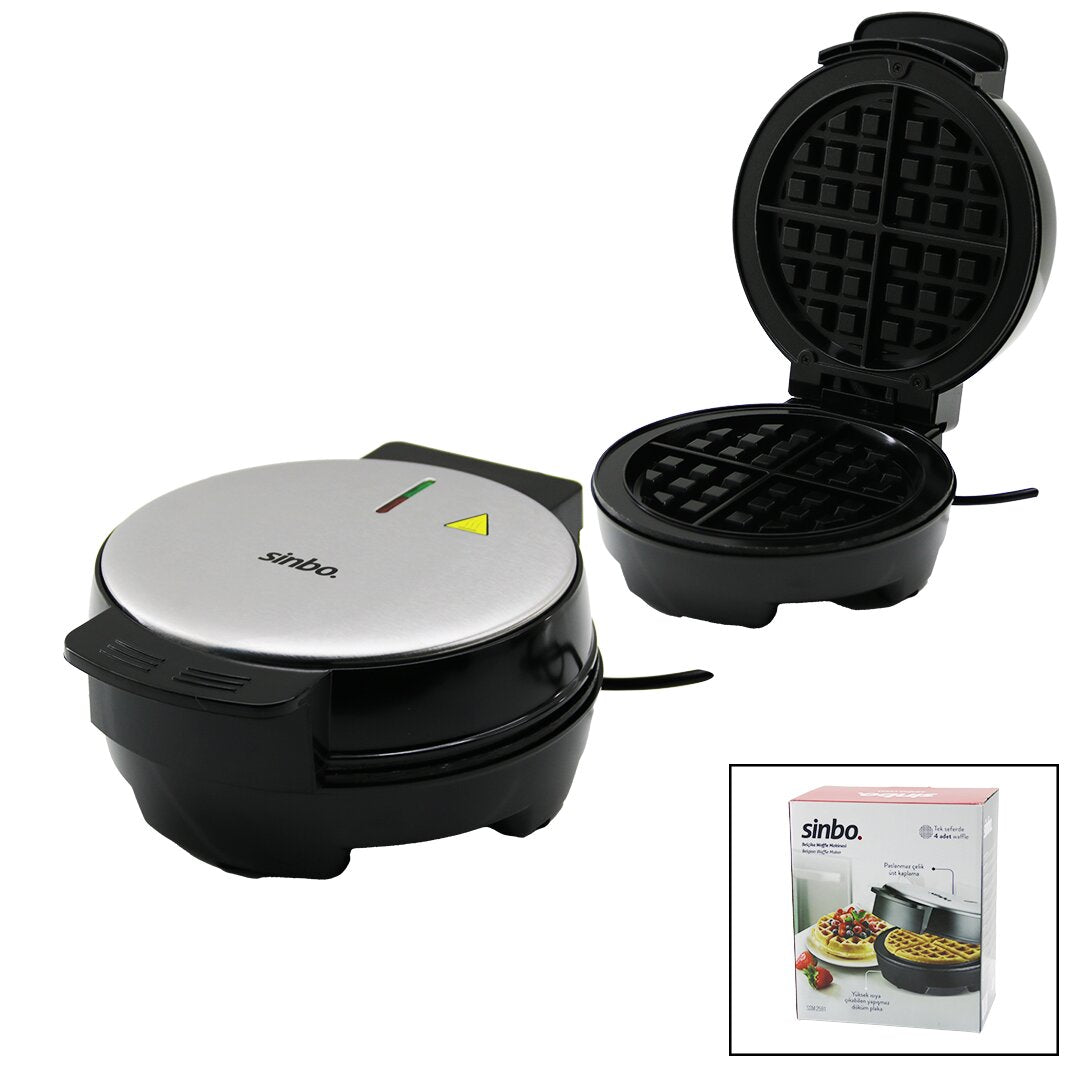 BELÇİKA WAFFLE MAKİNESİ ELEKTRİKLİ 4 WAFFLE - YAPIŞMAZ DÖKÜM PLAKA PASLANMAZ ÇELİK ÜST KAPLAMA SSM-2591 (5286)