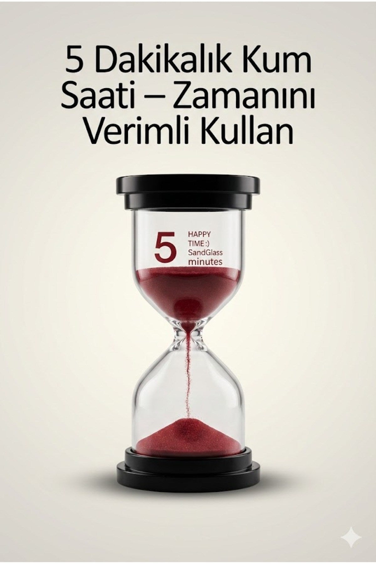 5 Dakikalık Kum Saati Zamanlayıcı – KIRMIZI Dekoratif Masa Saati 4 Renk Seçeneği